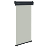 Gray balcony side awning with black frame, 33.5x98.4 inches, UV-resistant.