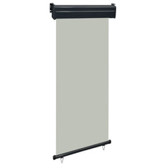 Gray balcony side awning with black frame, 33.5x98.4 inches, UV-resistant.
