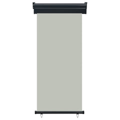 Gray balcony side awning with black frame, 33.5x98.4 inches, UV-resistant.