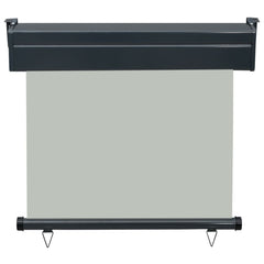 Gray balcony side awning with black frame, 33.5x98.4 inches, UV-resistant.