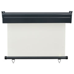 Cream balcony side awning with UV-resistant polyester screen, 41.3x98.4 inches.