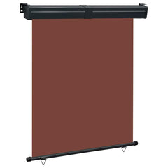 Brown balcony side awning with aluminum roller and UV-resistant fabric measuring 57.1x98.4 inches.