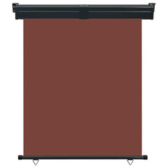 Brown balcony side awning with black frame, 57.1x98.4 inches, UV-resistant.