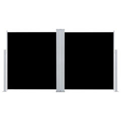 Black retractable double-side patio awning, 66.9x236.2 inches, with steel frame.