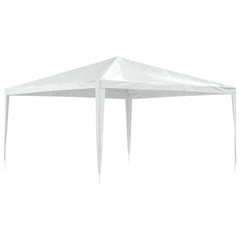 White 13.1x13.1 ft UV-resistant party tent with metal frame.