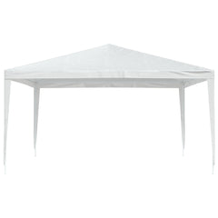 White 13.1x13.1 ft UV-resistant party tent with powder-coated iron frame.