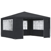 Anthracite 13.1x13.1 ft party tent with zip-up sidewalls and window panels.