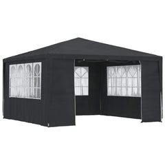 Anthracite 13.1x13.1 ft party tent with zip-up sidewalls and window panels.