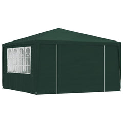 Green 13.1x13.1 ft party tent with sidewalls and decorative windows.