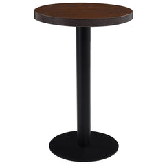 Bistro Table Dark Brown, Black MDF, Steel Compact Round Modern