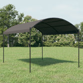Anthracite steel gazebo with arched gray canopy, 118.1x157.4 inches, on green lawn.