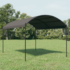 Anthracite steel gazebo with arched gray canopy, 118.1x157.4 inches, on green lawn.