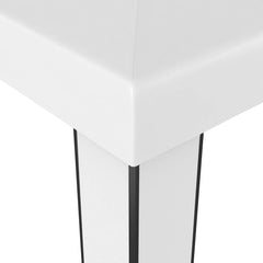 White double-roof steel gazebo, 9.8x9.8 ft, with powder-coated frame.