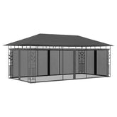 Anthracite gazebo with mosquito net, measuring 19.7 by 9.8 by 9 feet.