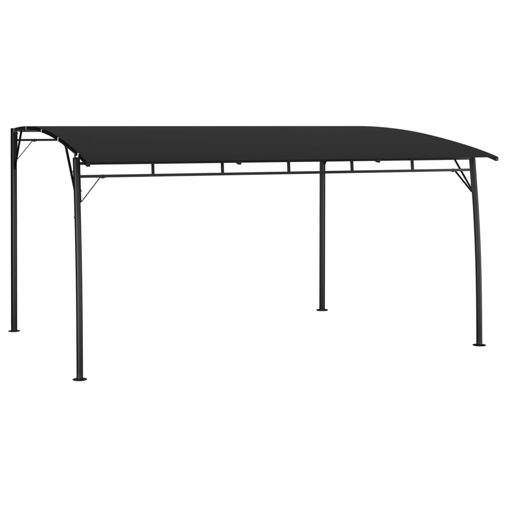 Anthracite garden sunshade awning with steel frame and large rectangular canopy.