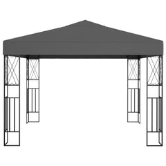 A 9.8x9.8 ft anthracite gazebo with steel frame and polyester canopy.