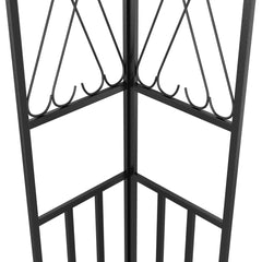 Anthracite steel frame gazebo with polyester canopy and decorative cross detailing.