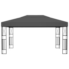A 9.8'x13.1' anthracite steel frame gazebo with a vented gray canopy and decorative braces.