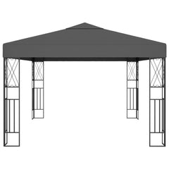 Anthracite steel frame gazebo with gray canopy, measuring 9.8 by 13.1 feet.