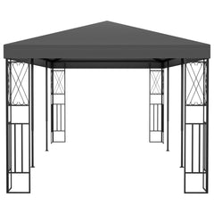 Anthracite steel frame gazebo measuring 9.8 by 19.6 feet with a peaked roof.