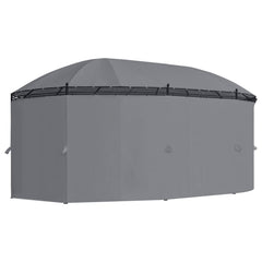 Anthracite gray gazebo with steel frame and eight removable curtains for outdoor use