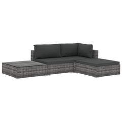 Garden Lounge Set Grey Poly Rattan Medium Modular