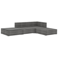 Garden Lounge Set Grey Poly Rattan Medium Modular