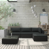 Patio Lounge Set Set of 5 Black