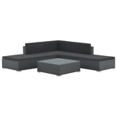 Sofa Set Black PE rattan Large Modular Garden Lounge Set