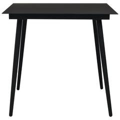 Dining Set Black Cotton Rope, Powder-Coated Steel, Tempered Glass