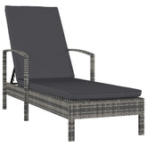Sun Lounger Grey PE Rattan Large Adjustable Backrest
