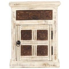 Bedside Cabinet White Solid Mango Wood 15.7x11.8x19.7 in