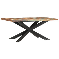 Dining Table Varied wood colors and black legs Reclaimed wood