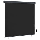 Anthracite outdoor roller blind with hand crank, measuring 66.9x98.4 inches, blocks UV rays.