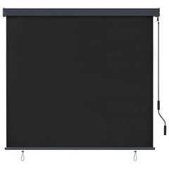 Anthracite outdoor roller blind with hand crank, measuring 66.9x98.4 inches.