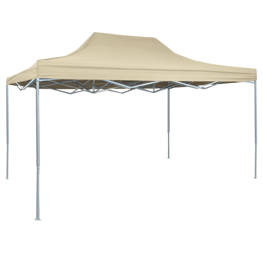 Cream folding party tent with steel frame and 10x13 ft canopy size.