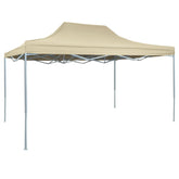 Cream folding party tent with steel frame and 10x13 ft canopy size.