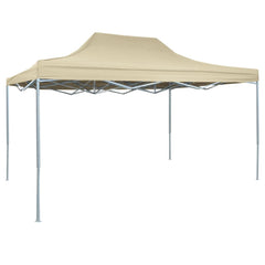 Cream folding party tent with steel frame and 10x13 ft canopy size.