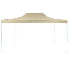 A cream-colored 10x13 ft folding party tent with steel frame and peaked roof.