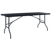 Folding Camping Table Black HDPE, Powder-coated steel Large