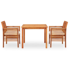 Outdoor Dining Set Brown frame Solid Acacia wood 3 Piece