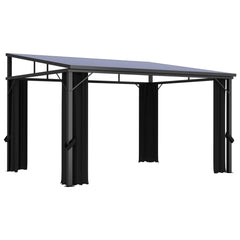 Anthracite gazebo with curtains, 13.3'x9.6', featuring a durable aluminum steel frame.