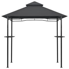 Anthracite steel BBQ gazebo with fire-retardant double-layer roof and built-in bar counters.