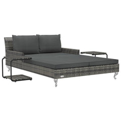 Sun Lounger Grey Rattan and Dark Grey Cushion