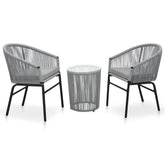 Bistro Set Grey PE Rattan Compact Durable Bistro Set Round