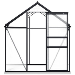Anthracite aluminum greenhouse with base frame and clear polycarbonate panels, 38.9 ft² footprint