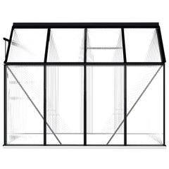 Bostome anthracite aluminum greenhouse with base frame and clear polycarbonate panels, 51.1 sq ft.
