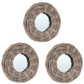 Mirror Natural Rattan Wicker 5.9 in Diameter Wall mounting