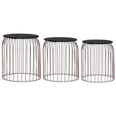 Coffee Table Set of 3 Copper MDF Small Stackable Coffee Table