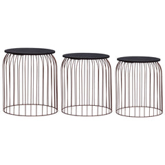 Coffee Table Set of 3 Copper MDF Small Stackable Coffee Table